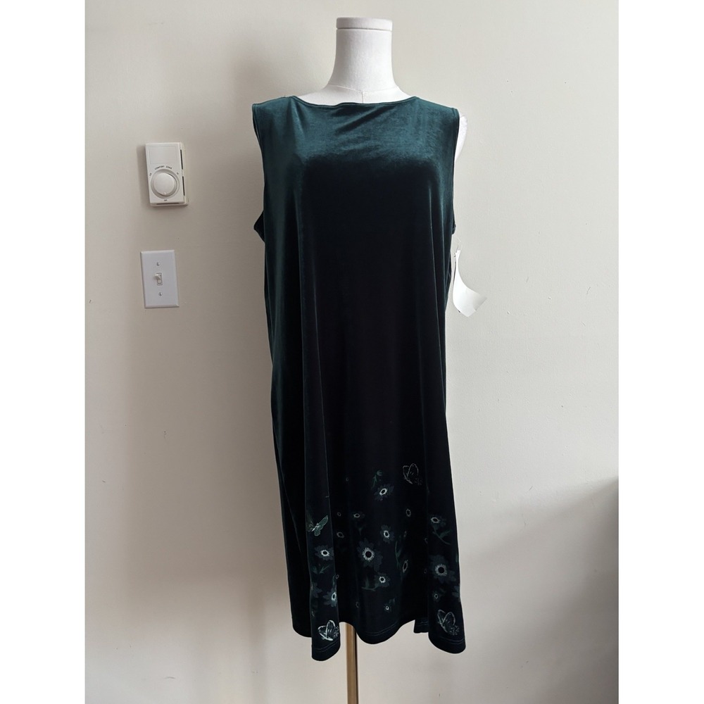 NWT Vintage Y2K Impressions Dress Large Velvet Butterfly Deadstock Green Formal